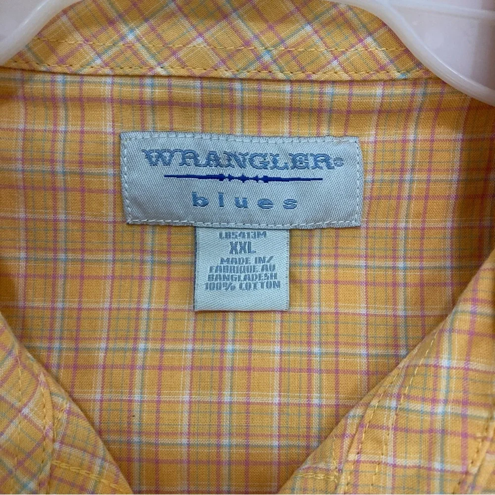 Orange with pink and aqua Wrangler Blues, Cotton, snaps, shirt Women’s XXL - Picture 3 of 7